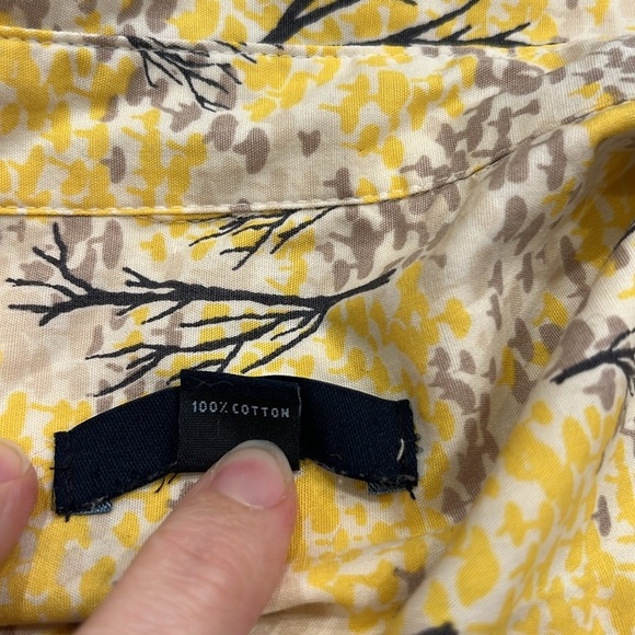 VINTAGE GAP Western Blouse | Butter Yellow & Grey Treescape Print |‎ Size Large - Picture 11 of 12